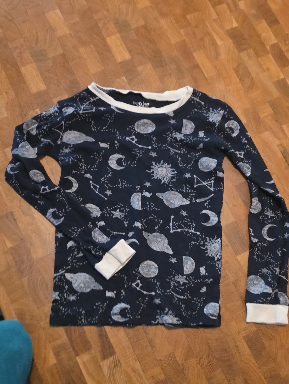 Burt's Bees Navy Long Sleeve Space-Print Tee with White Trim